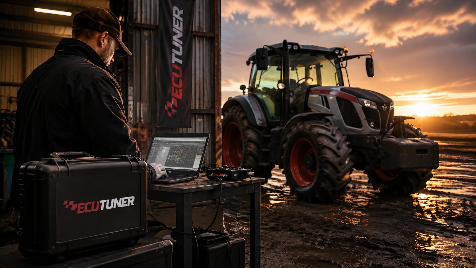Agricultural tractor ECU tuning on farm